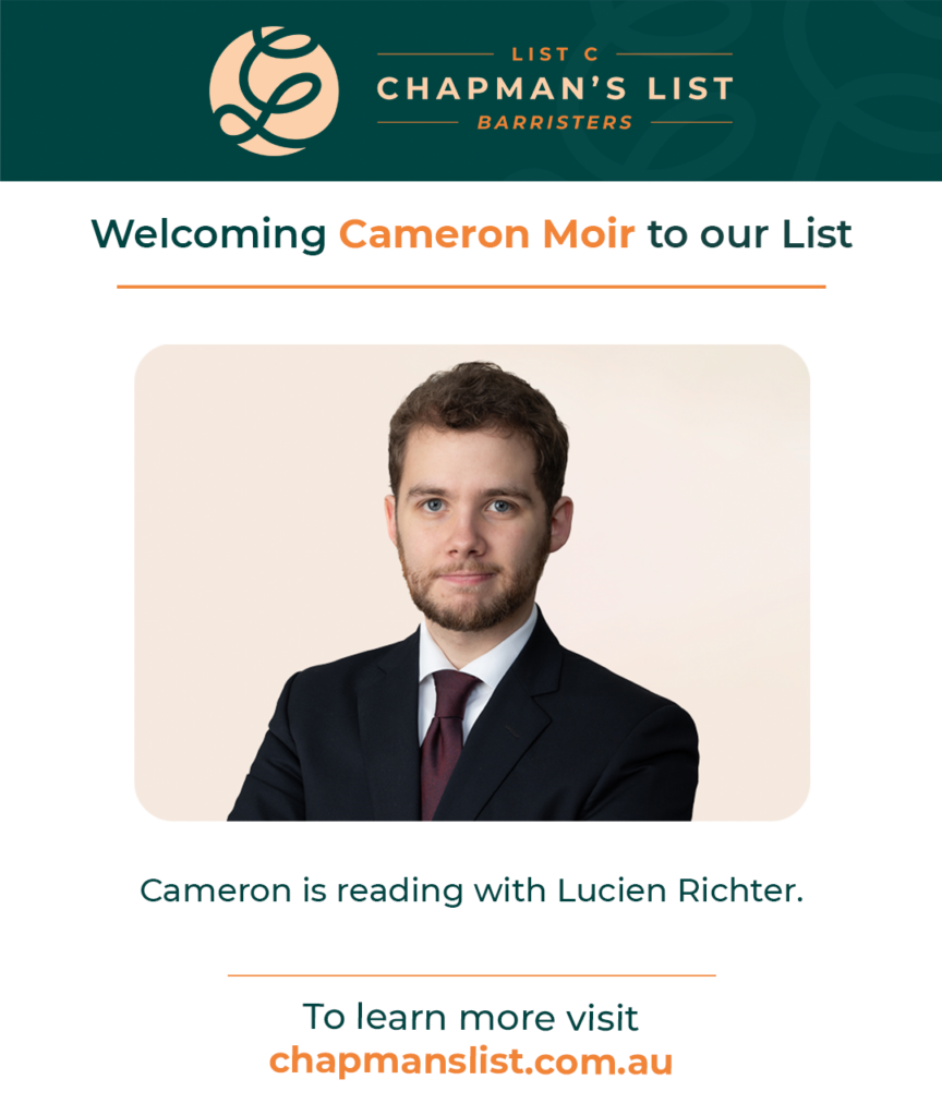 Welcome To The List - Cameron Moir - Chapman's List Barristers